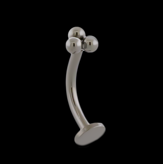 16G Titanium Curved Barbell w/ Trinity End - Khrysos Jewelry