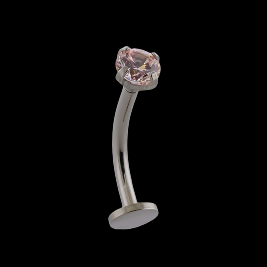 16G Titanium Curved Barbell w/ Round Prong Set End