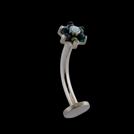 16G Titanium Curved Barbell w/ Flower End