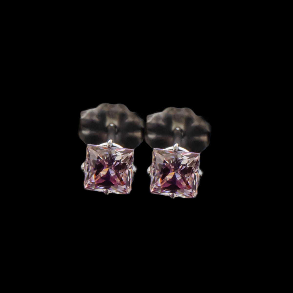 Clemens – Titanium Square Zirconia Stud Earrings - Khrysos Jewelry