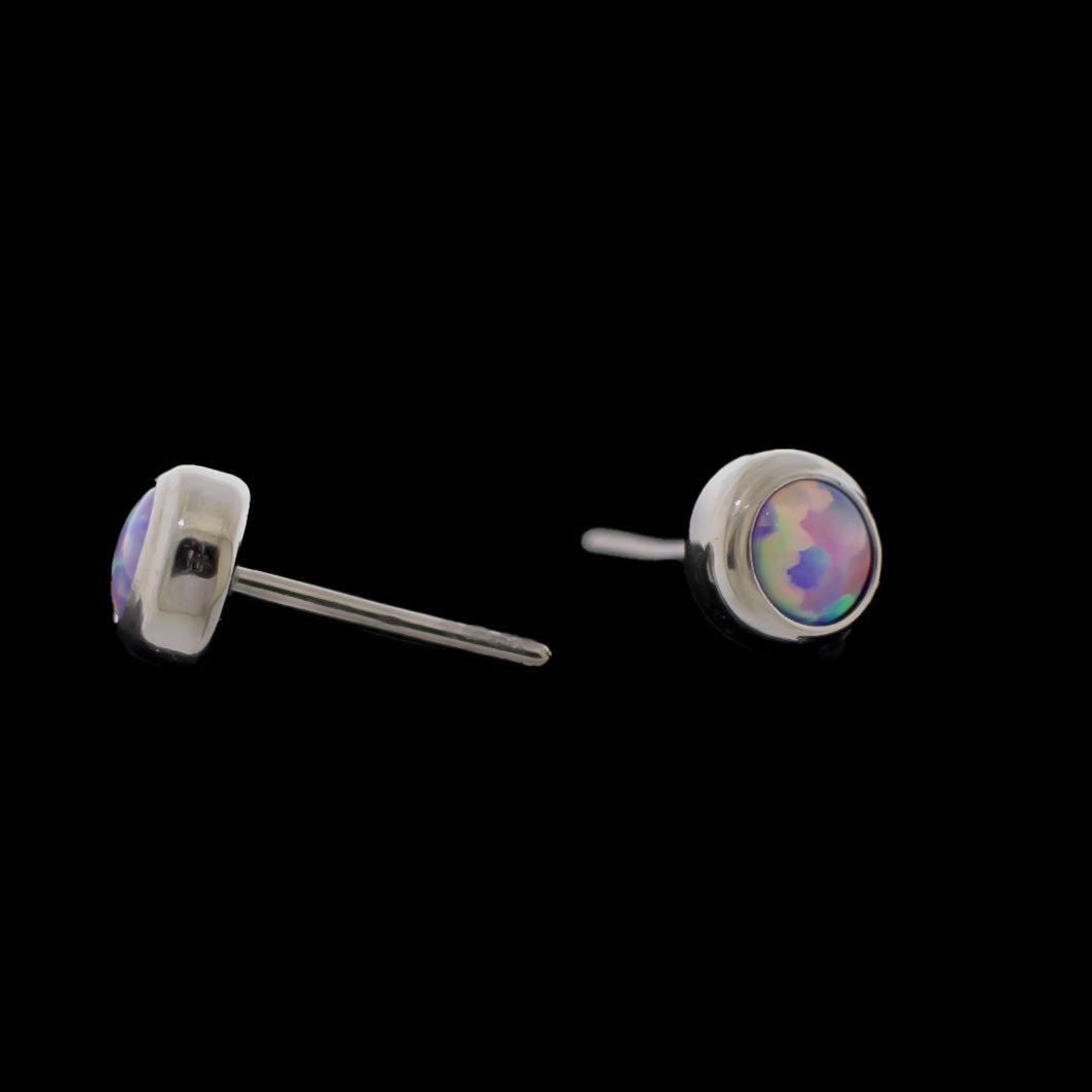 Marlowe - Threadless Disc w/ Bezel Set Opal - Khrysos Jewelry