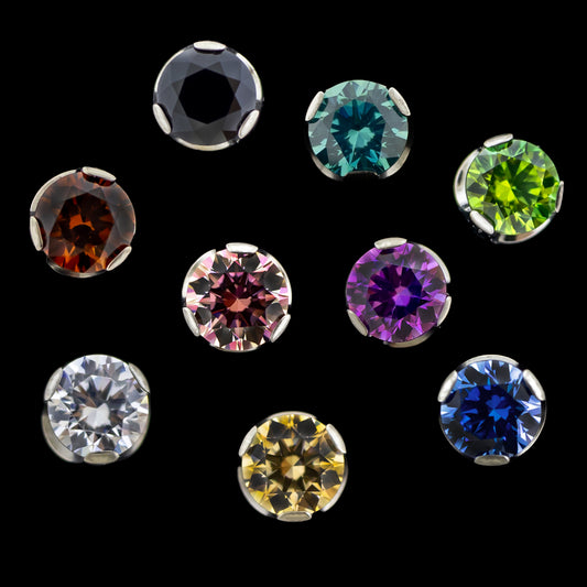 Keon - 14G Round Prong Set Internally Threaded End - Khrysos Jewelry