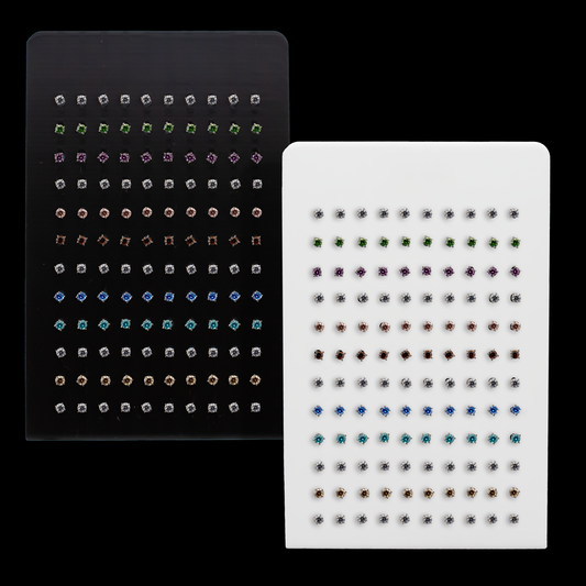 Standing Mini Easel Display w/ Round Prong Set Earring Studs - Khrysos Jewelry
