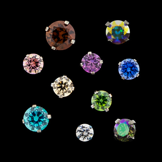 Prong Set Round Cut Premium Zirconia Threadless End - Khrysos Jewelry