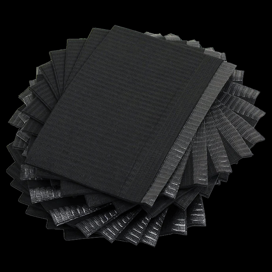 Obsidian Needle Client Bibs Black 3-Layer Disposable Piercing Tray Bibs Case of 500 - Khrysos Jewelry