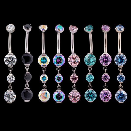Premium Zirconia Dangling Navel Ring - Khrysos Jewelry