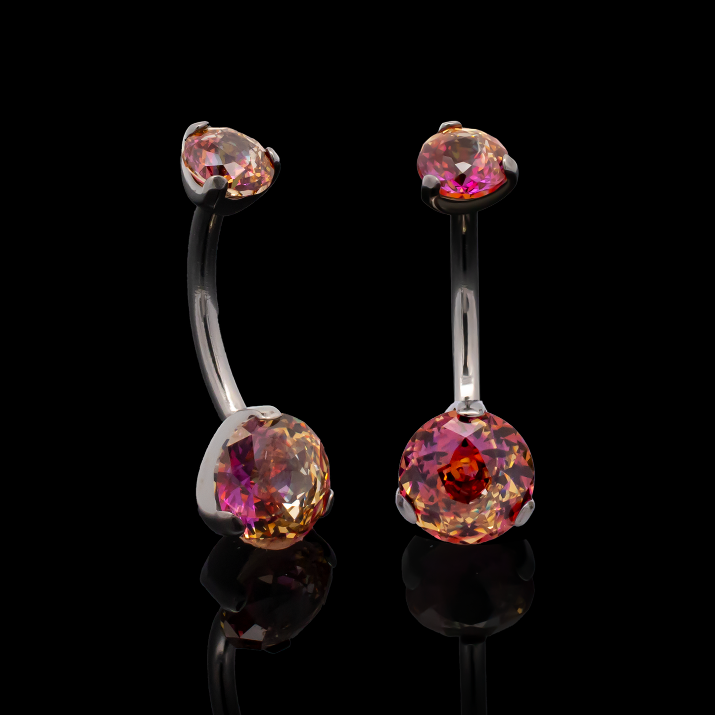 Prong Set Rosebush Gem Navel Ring - Khrysos Jewelry