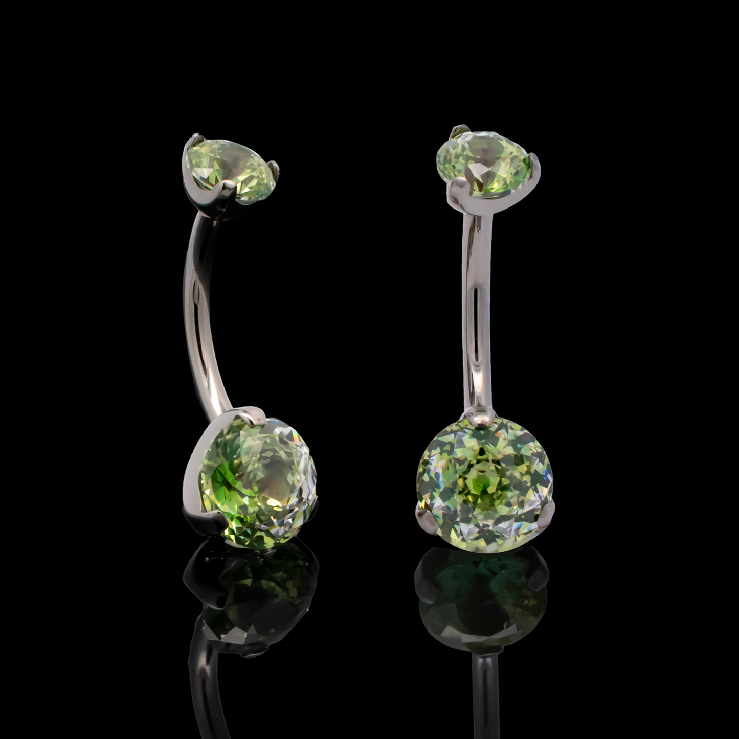 Prong Set Rosebush Gem Navel Ring - Khrysos Jewelry