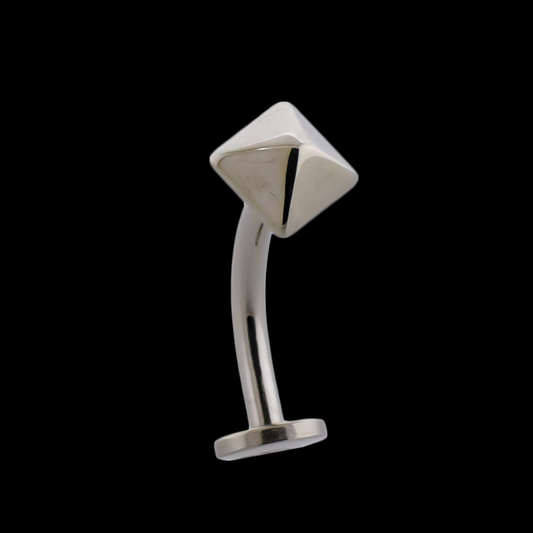 16G Titanium Curved Barbell w/ Pyramid Stud End