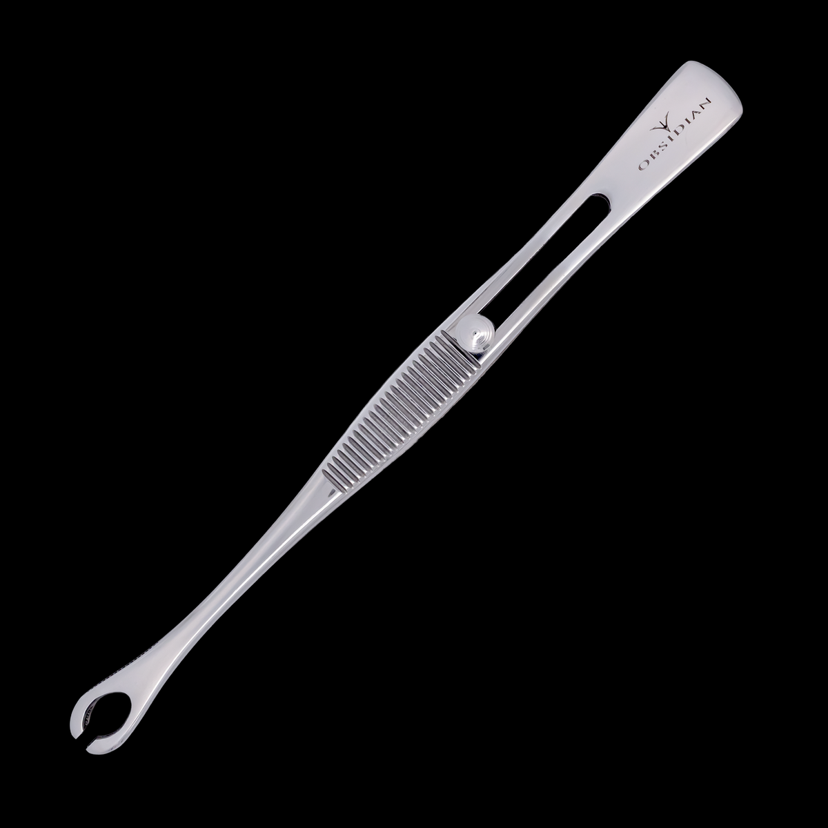 Obsidian Needle Slotted Mini Sponge Tweezers with Easy Lock – 5.75"