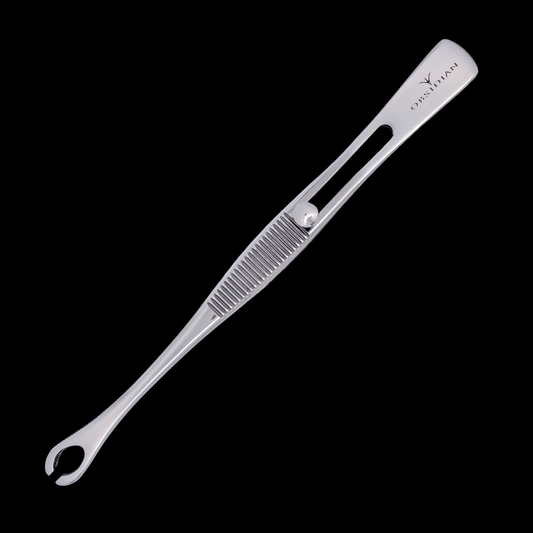 Obsidian Needle Slotted Mini Sponge Tweezers with Easy Lock – 5.75" - Khrysos Jewelry