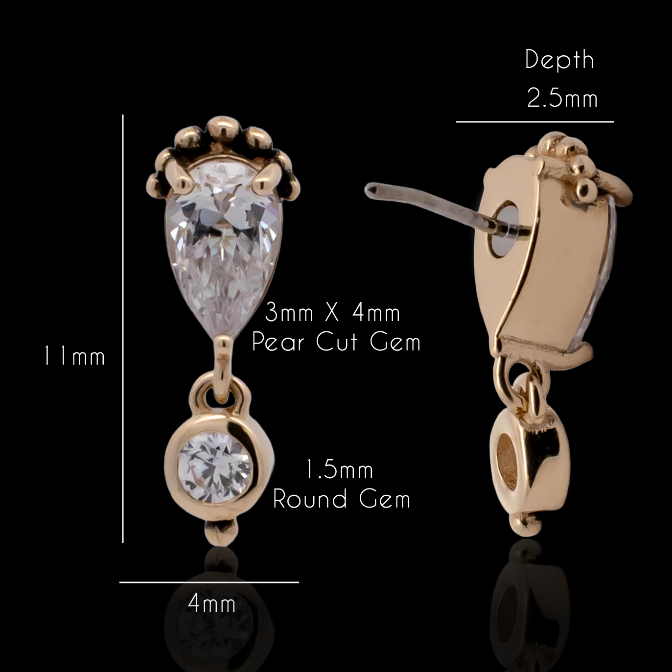 Verona - 14kt Gold Threadless End - Khrysos Jewelry