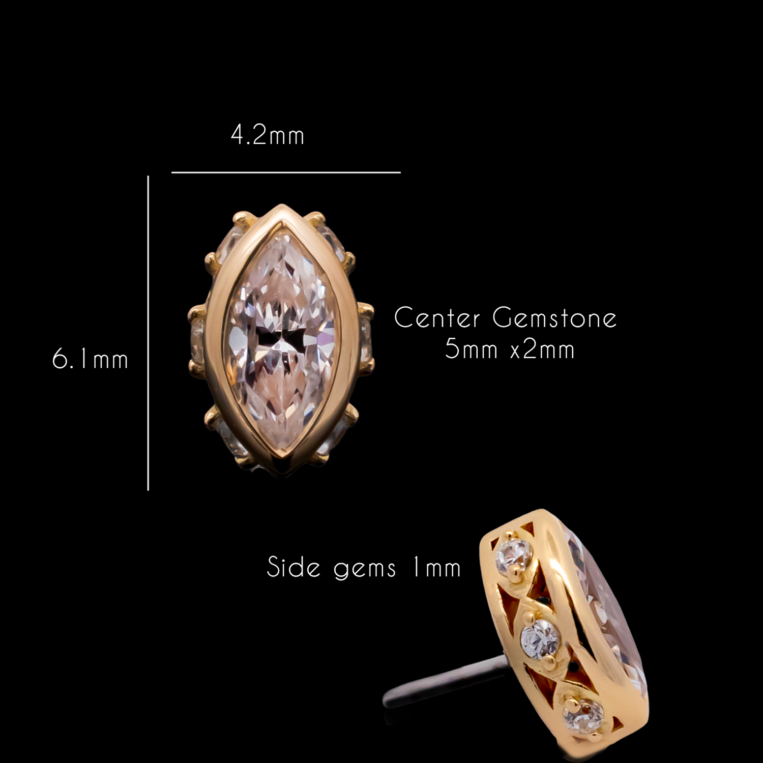 Orlina - 18kt Gold Threadless End - Khrysos Jewelry