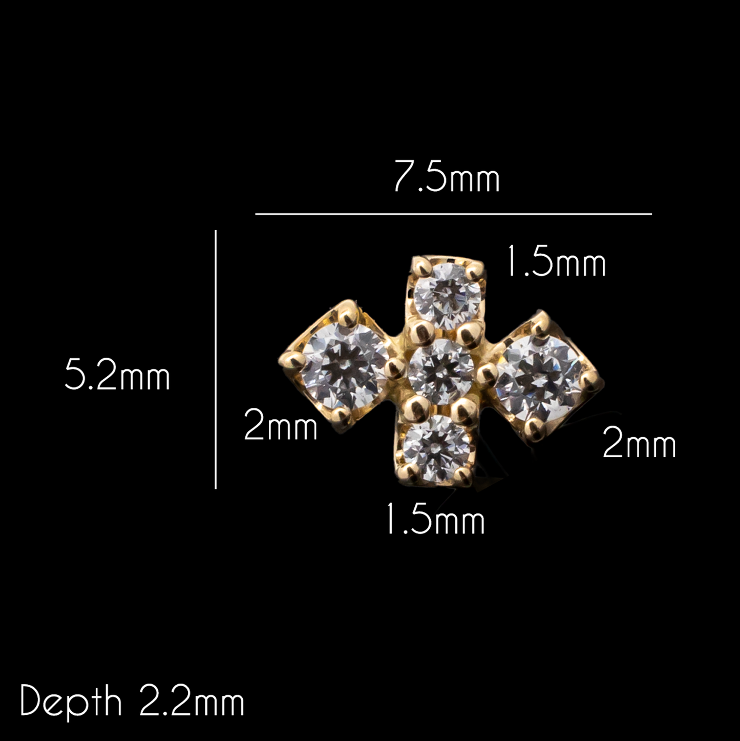 Finley - 18kt Gold Threadless End - Khrysos Jewelry