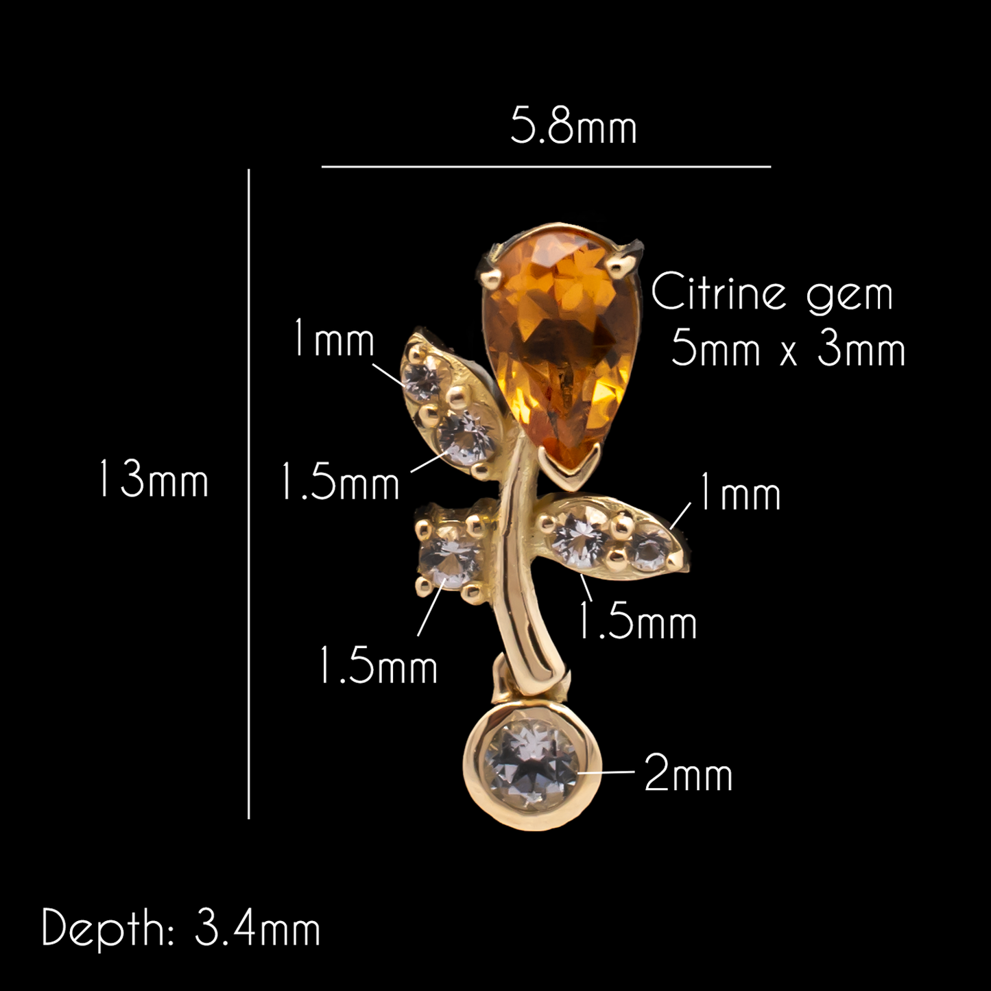 Hazel - 18kt Gold Threadless End - Khrysos Jewelry