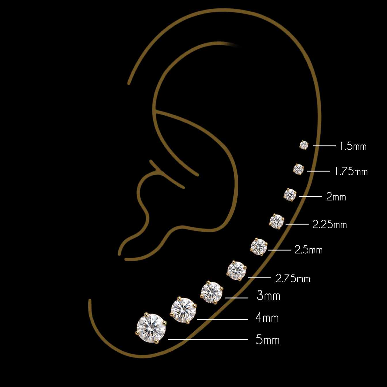 Juliette - 18kt Gold Diamond Threadless End - Khrysos Jewelry