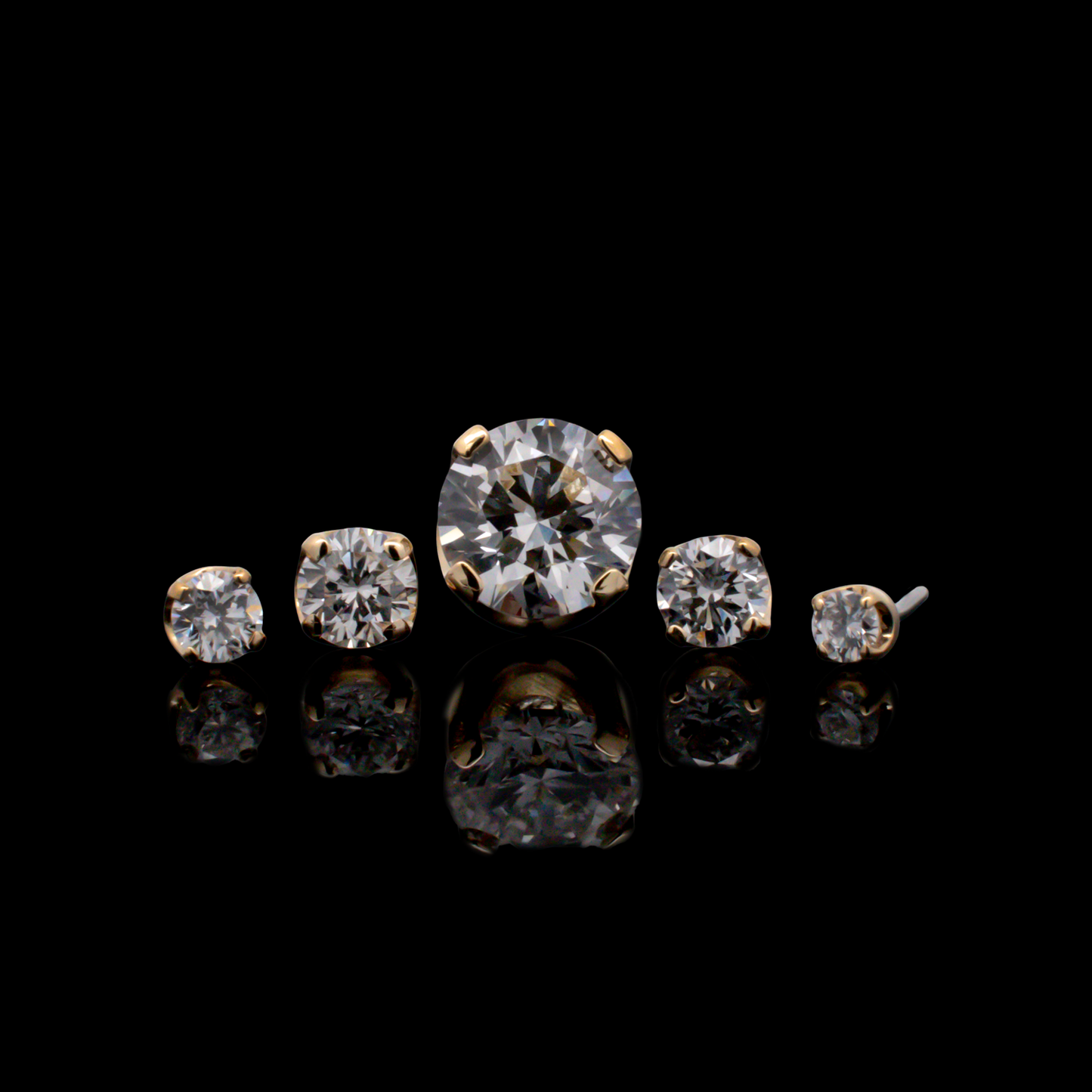 Juliette - 18kt Gold Diamond Threadless End - Khrysos Jewelry