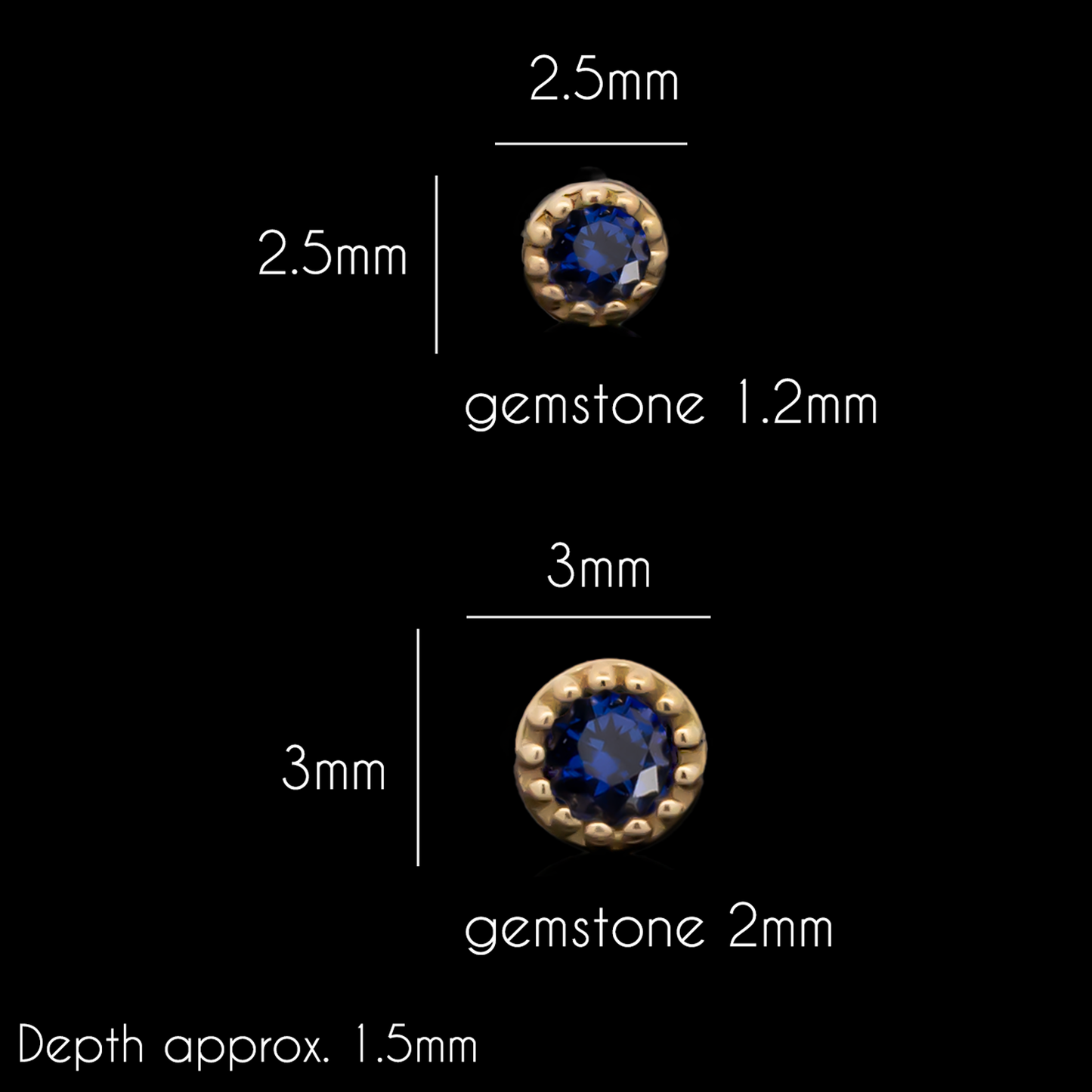 Alina - 18kt Gold Threadless End - Khrysos Jewelry