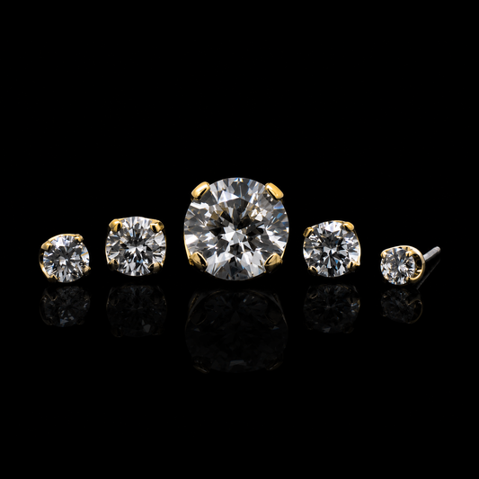 Juliette - 18kt Gold Diamond Threadless End - Khrysos Jewelry