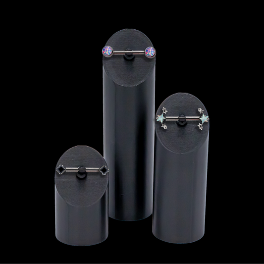 3 Piece Cylinder Tower Clip Display Set w/ Titanium Barbells - Khrysos Jewelry