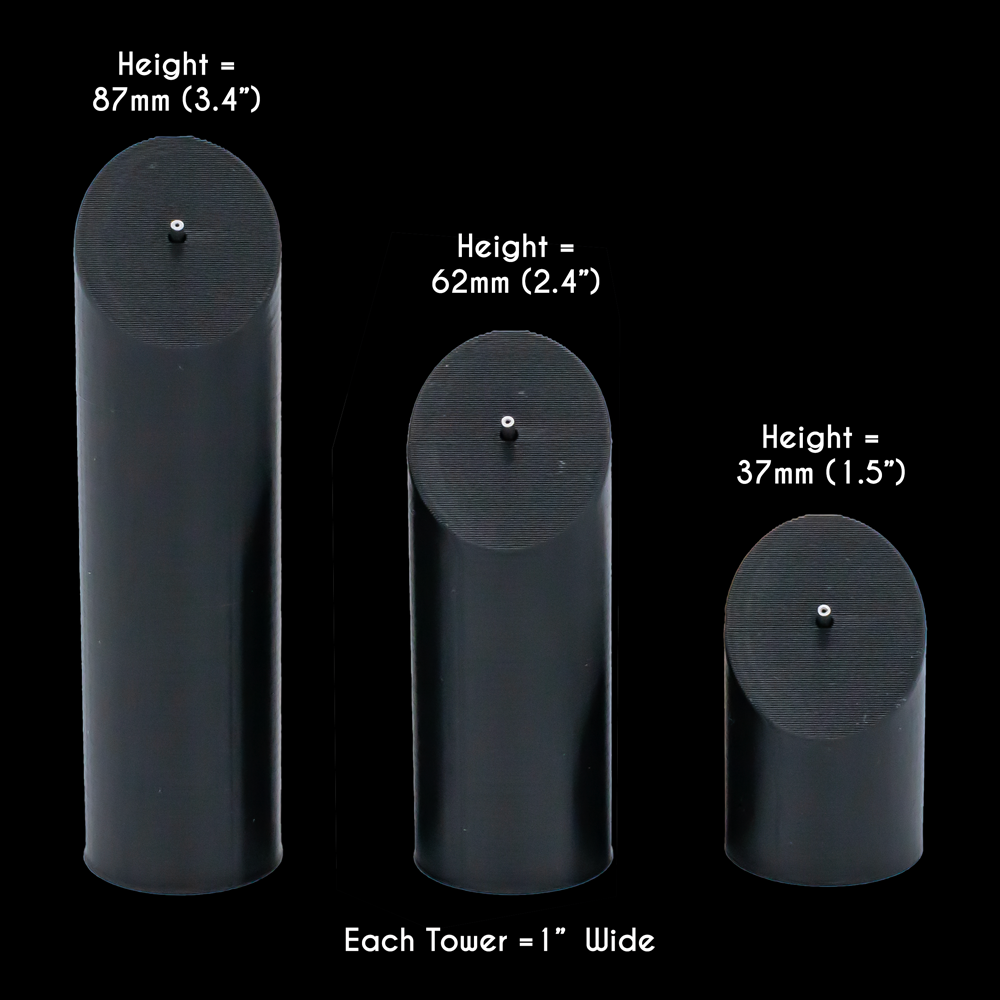 3 Piece Cylinder Tower Display Set- Threadless Ends - Khrysos Jewelry