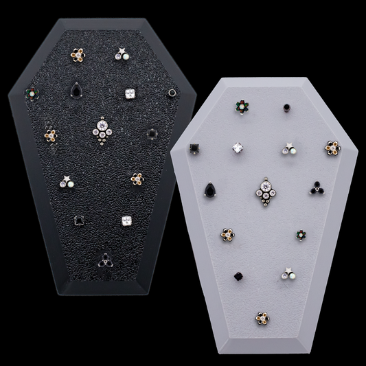 Large Angled Coffin Display w/ 14G Internally Threaded Ends - Khrysos Jewelry