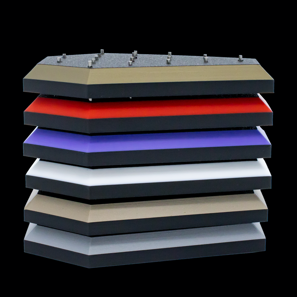 Coffin End Display w/ Colored Trim – Holds 17 Threadless Ends - Khrysos Jewelry