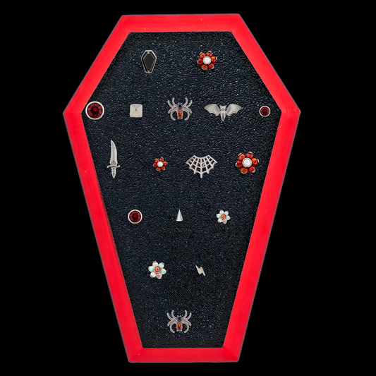 Coffin Red Trim Display w/ Threadless Ends