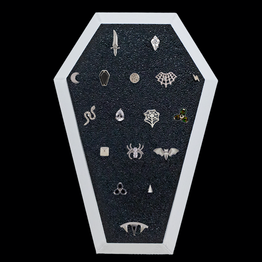 Coffin Silver Trim Display w/ Threadless Ends