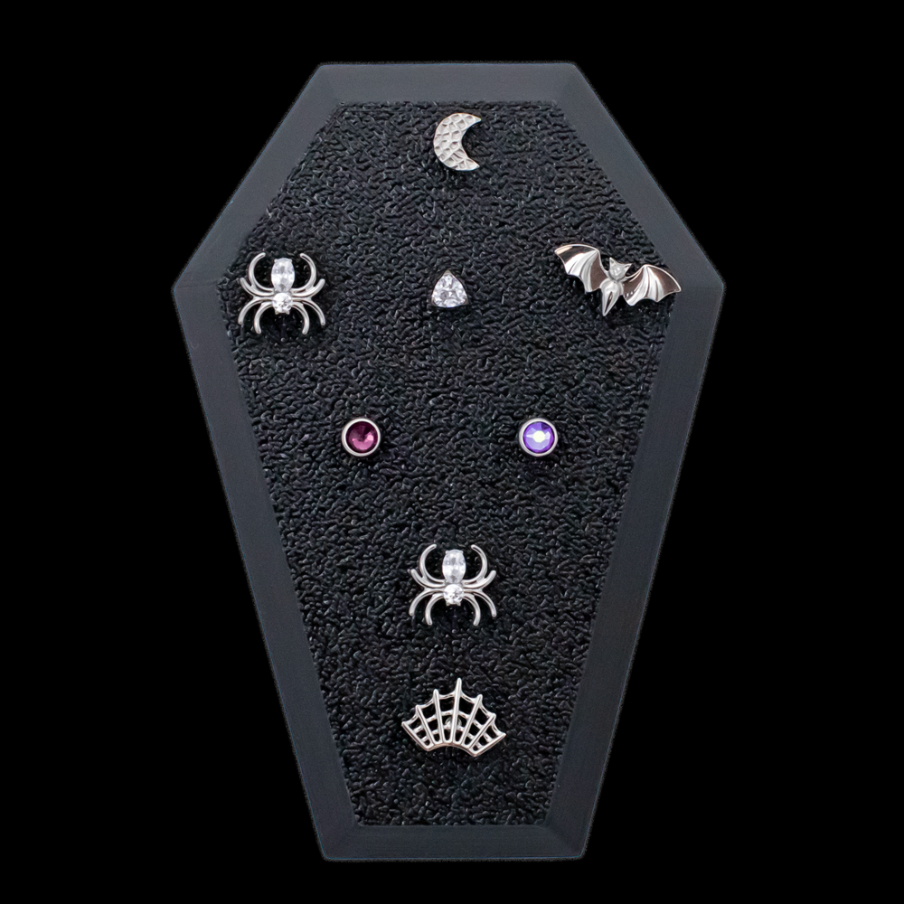 Small Angled Coffin Display- Threadless- Holds 8 Ends - Khrysos Jewelry