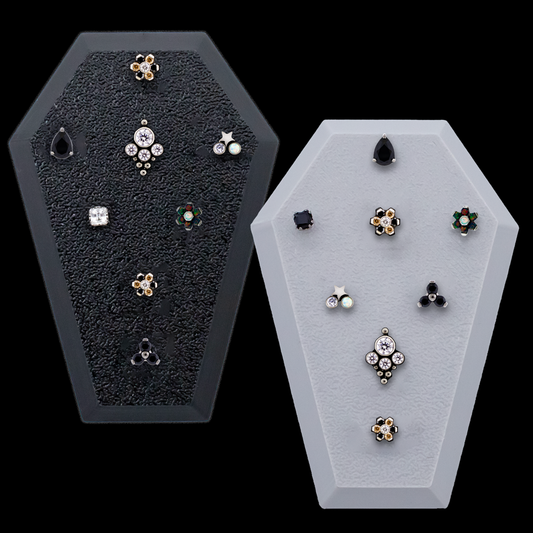 Small Angled Coffin Display w/ 14G Internally Threaded Ends - Khrysos Jewelry