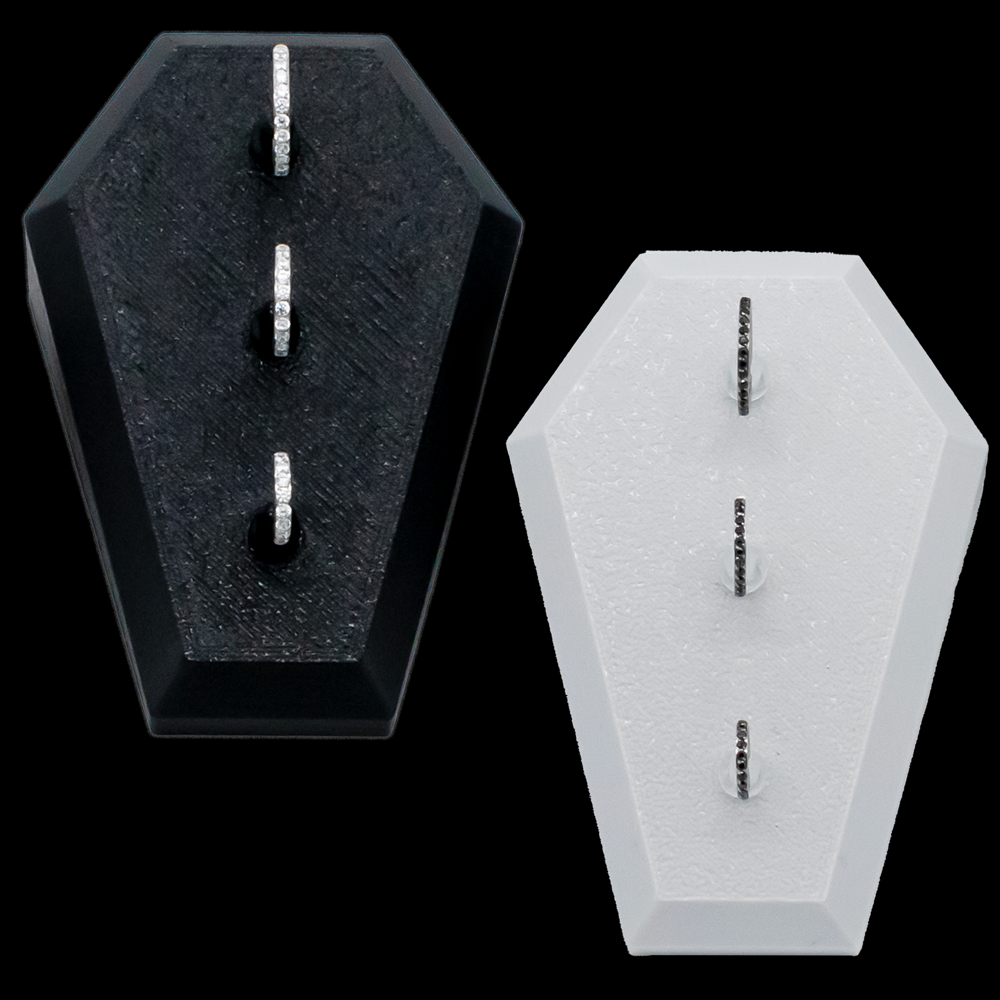 Small Angled Coffin Display- Holds 3 Rings & Barbells - Khrysos Jewelry