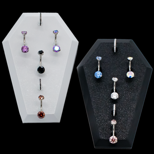 Large Angled Coffin Display- Holds 6 Rings & Barbells - Khrysos Jewelry