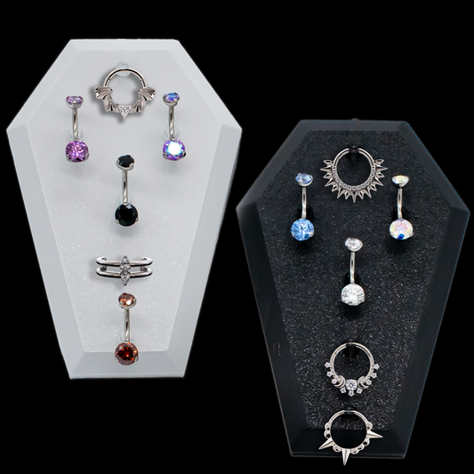 Large Angled Coffin Clip Display w/ Jewelry - Khrysos Jewelry