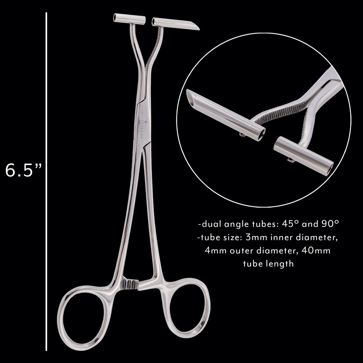 Obsidian Straight Line Forceps for Septum - Khrysos Jewelry