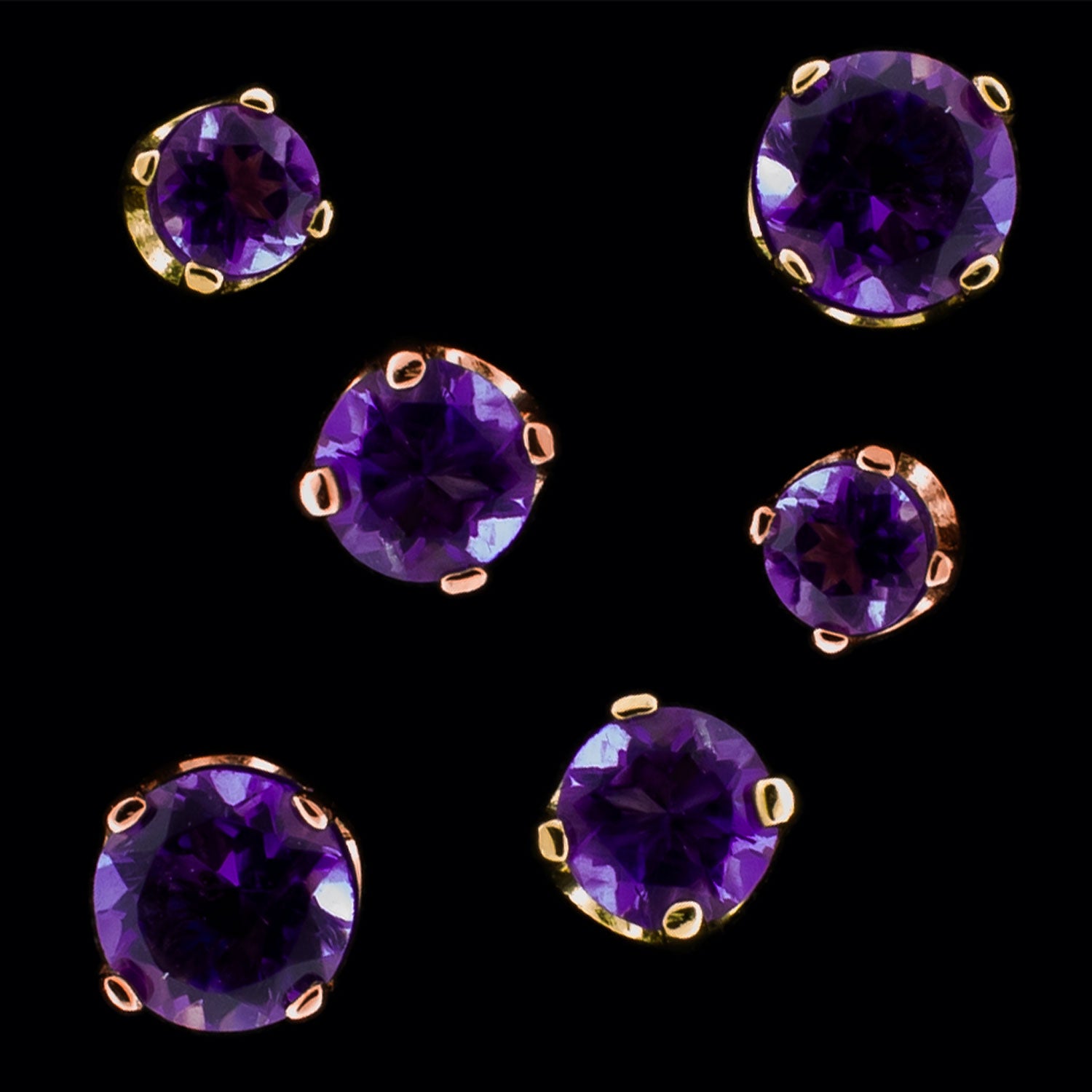 Zarela- 14Kt Gold Threadless Genuine Dark Amethyst Ends - Khrysos Jewelry