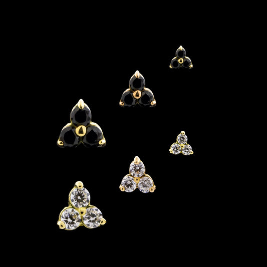 Trinity - 14KT Gold Threadless End - Khrysos Jewelry
