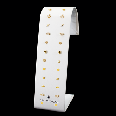 Standing Threadless Leatherette Display w/ 18Kt Gold Ends - Khrysos Jewelry