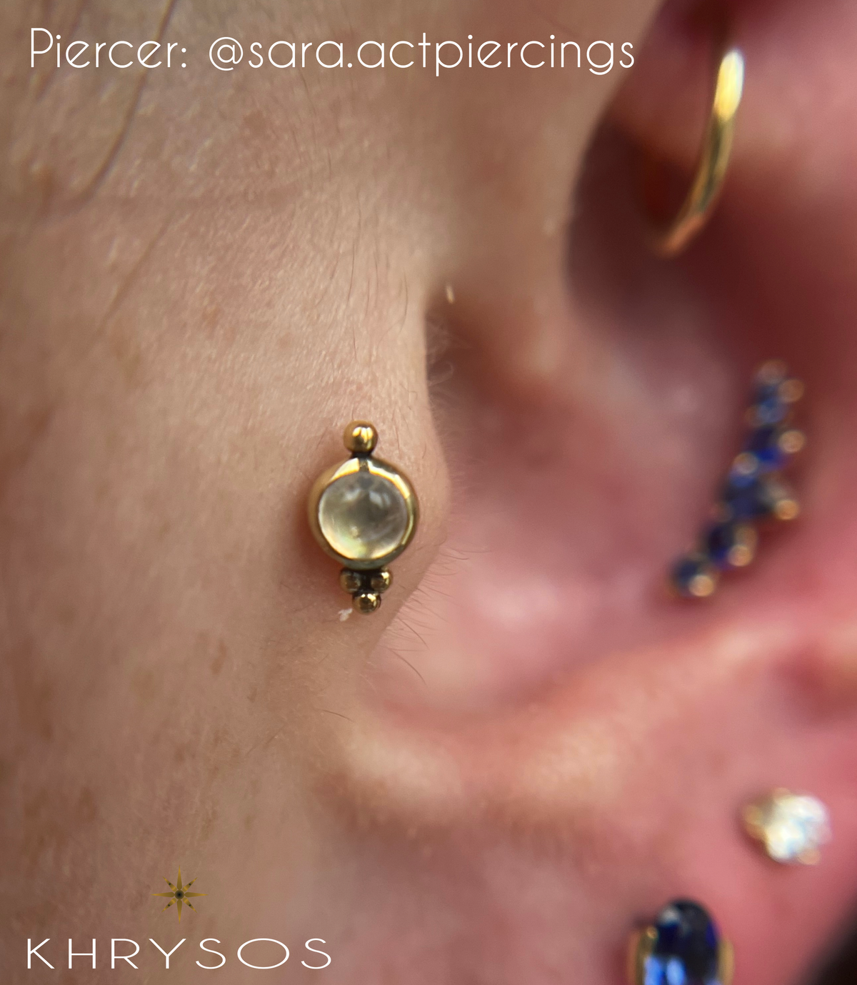 Lydia - 18kt Gold Threadless End - Khrysos Jewelry