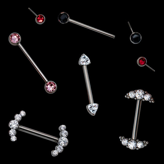 Titanium Threadless Barbell with Forward Facing Ends - Khrysos Jewelry