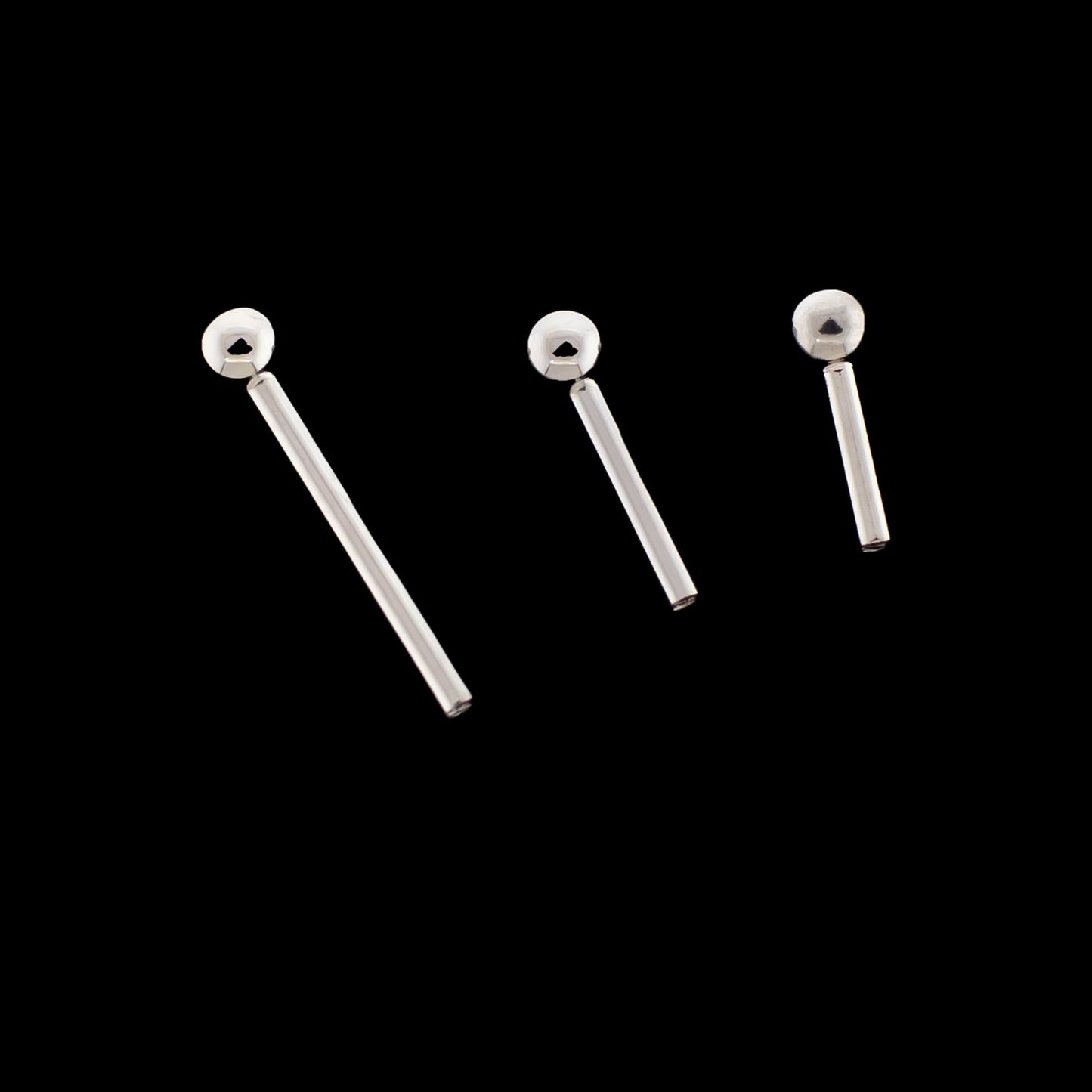18G Titanium Straight Barbell Post w/ Fixed Ball (Internal) - Khrysos Jewelry